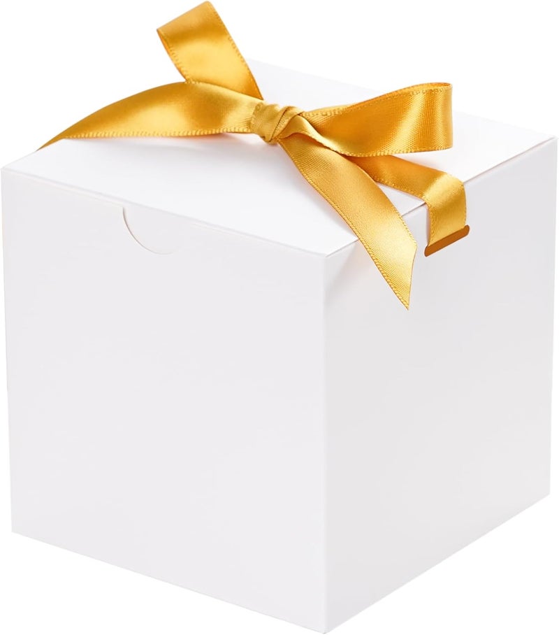 UnicoPak 50 Pack 4x4x4 White Gift Boxes, Elegant Small Gift Boxes with Lids for Birthday Wedding Holiday Christmas, Gift Box for Ornaments Treats Candle Mug Crafting - Image 1